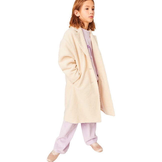 Ada Teddy Point Lapel Long Coat, Beige - Jackets - 2