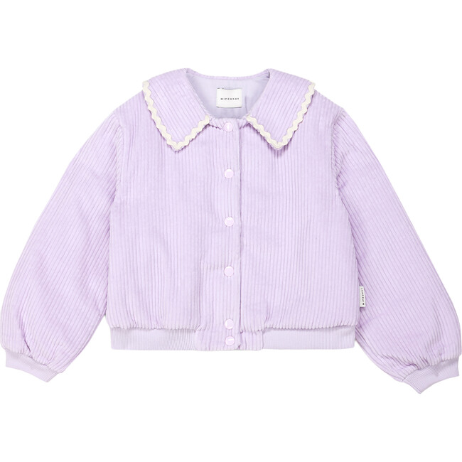 Gala Corduroy Point Collar Wavy Ribbon Trim Jacket, Mauve