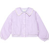 Gala Corduroy Point Collar Wavy Ribbon Trim Jacket, Mauve - Jackets - 1 - thumbnail