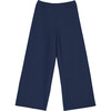 Ines Rib Trim Wide Leg Pant, Dark Blue - Pants - 1 - thumbnail