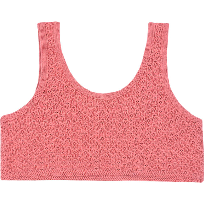 Ines Scoop Neck 2-Strap Cropped Top, Coral