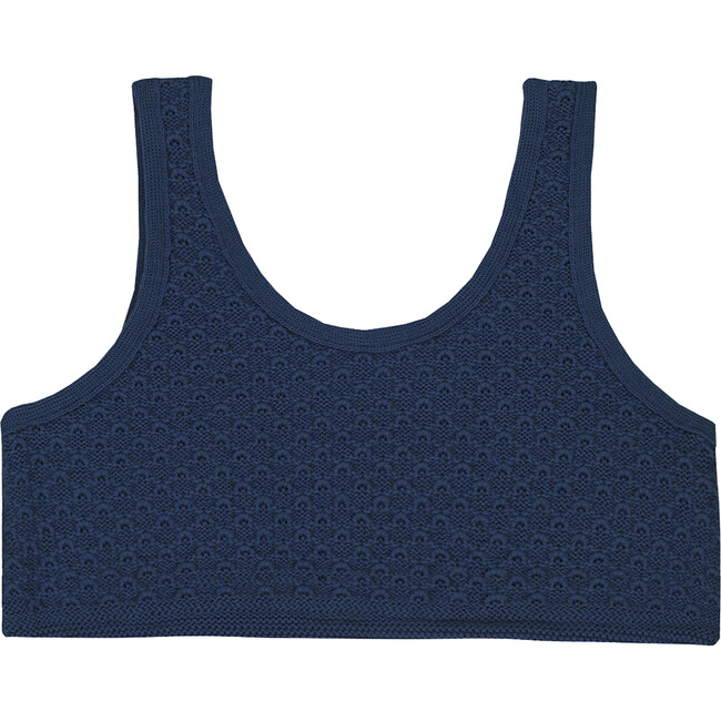 Ines Scoop Neck 2-Strap Cropped Top, Dark Blue