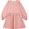 Carine Corduroy Round Collar Long Sleeve Frill Trim Smocked Dress, Coral - Dresses - 2