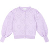 Duna Crew Neck Long Puff Sleeve  Cardigan, Mauve - Cardigans - 1 - thumbnail