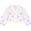 Lena Heart Motif V-Neck Dropped Shoulder Cardigan, Mauve - Cardigans - 2