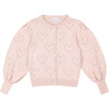 Duna Crew Neck Long Puff Sleeve Cardigan, Light Pink - Cardigans - 1 - thumbnail