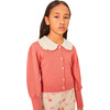 Isabella Over sized Collar Ruffle Trim Cardigan, Coral - Cardigans - 3