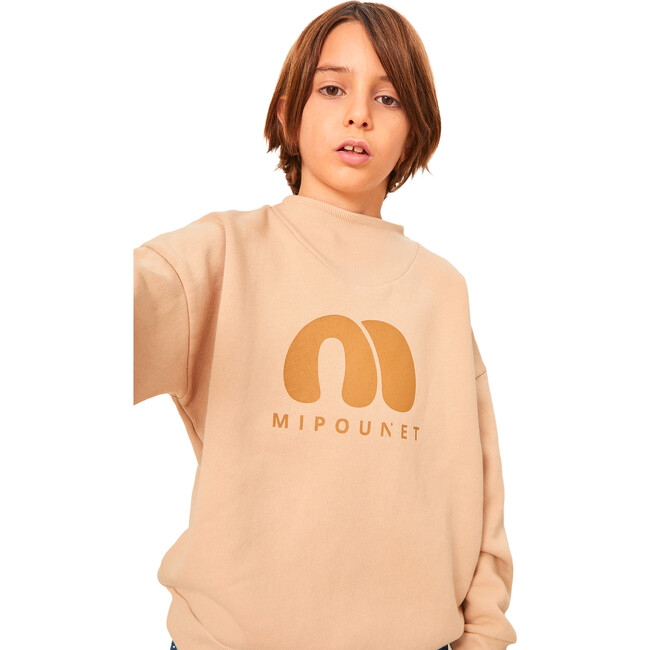 Flavio Stand Collar Dropped Shoulder Sweatshirt, Beige