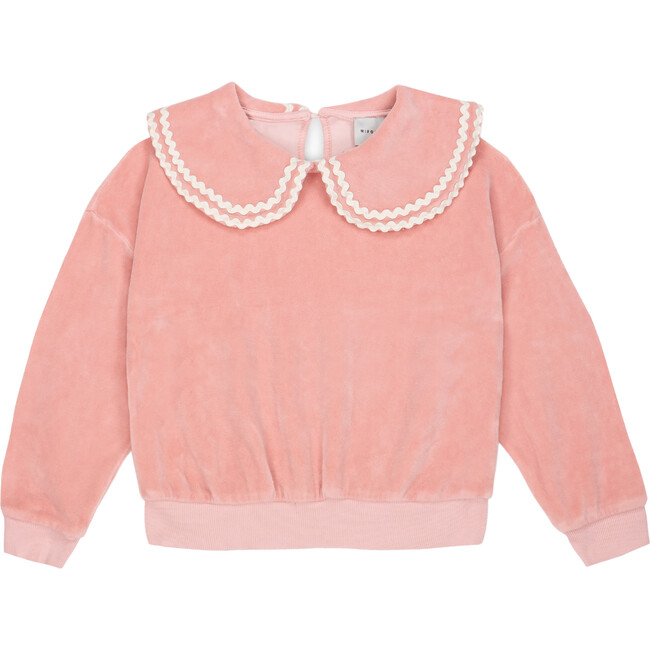 Lola Cotton Velvet Oversized Collar Sweatshirt, Coral