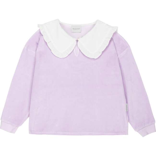 Manuela Cotton Velvet Oversized Collar Sweatshirt, Mauve