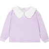 Manuela Cotton Velvet Oversized Collar Sweatshirt, Mauve - Sweatshirts - 1 - thumbnail