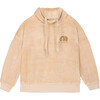 Flavio Cotton Velvet Dropped Shoulder Hooded Sweatshirt, Beige - Sweatshirts - 2