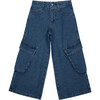 Ona Cargo Wide Leg Jeans, Blue - Pants - 1 - thumbnail