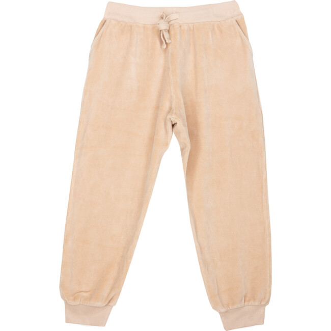 Nino Cotton Velvet Rib Trim Drawstring Pant, Beige