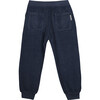 Nino Cotton Velvet Rib Trim Drawstring Pant, Dark Blue - Sweatpants - 2