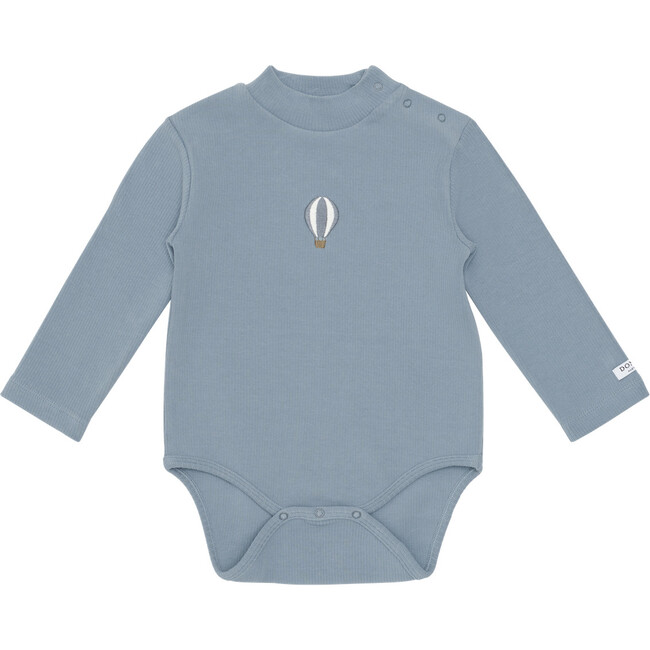 Stev Mao Collar Long Sleeve Bodysuit, Air Balloon Foggy Blue - Onesies - 1