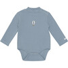 Stev Mao Collar Long Sleeve Bodysuit, Air Balloon Foggy Blue - Onesies - 1 - thumbnail