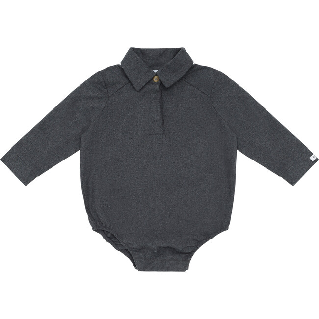 Romm Polo Collar Long Sleeve Bodysuit, Cloudy Grey