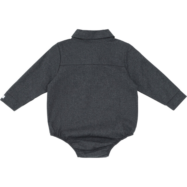 Romm Polo Collar Long Sleeve Bodysuit, Cloudy Grey - Onesies - 2