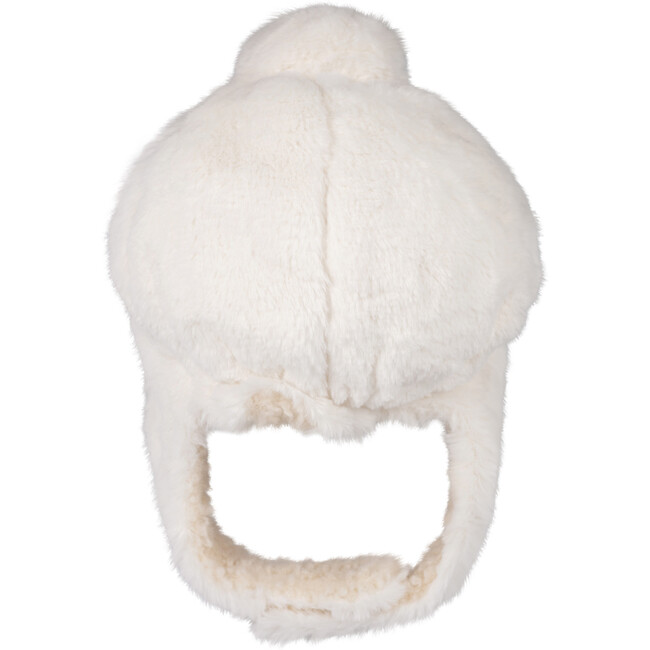 Pila Faux Fur Ear Pom Pom Chin Strap Hat, Off-White Soft Faux Fur - Hats - 4