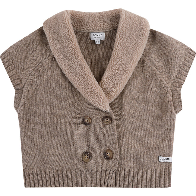 Nannie Merino Wool Waistcoat, Milk Chocolate Melange