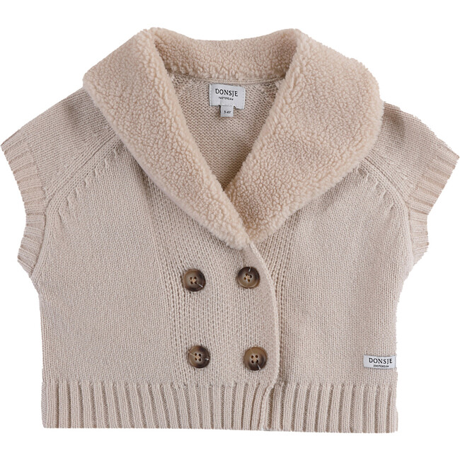 Nannie Merino Wool Waistcoat, Soft Sand - Vests - 1