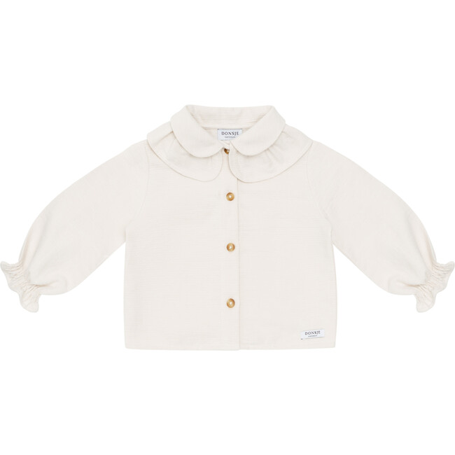 Miene Layered Peter Pan Collar Ruffle Cuff Blouse, Soft Powder