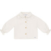 Miene Layered Peter Pan Collar Ruffle Cuff Blouse, Soft Powder - Blouses - 1 - thumbnail