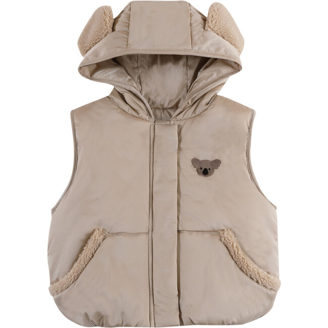 Luijx Puffer Hooded Bodywarmer Vest, Koala Soft Taupe