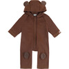 Lonik Sherpa Knee Patch & Ear Hooded Jumpsuit, Bear Pecan Brown - Jumpsuits - 1 - thumbnail