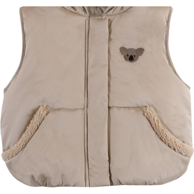 Luijx Puffer Hooded Bodywarmer Vest, Koala Soft Taupe - Vests - 4