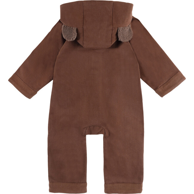 Lonik Sherpa Knee Patch & Ear Hooded Jumpsuit, Bear Pecan Brown - Jumpsuits - 3