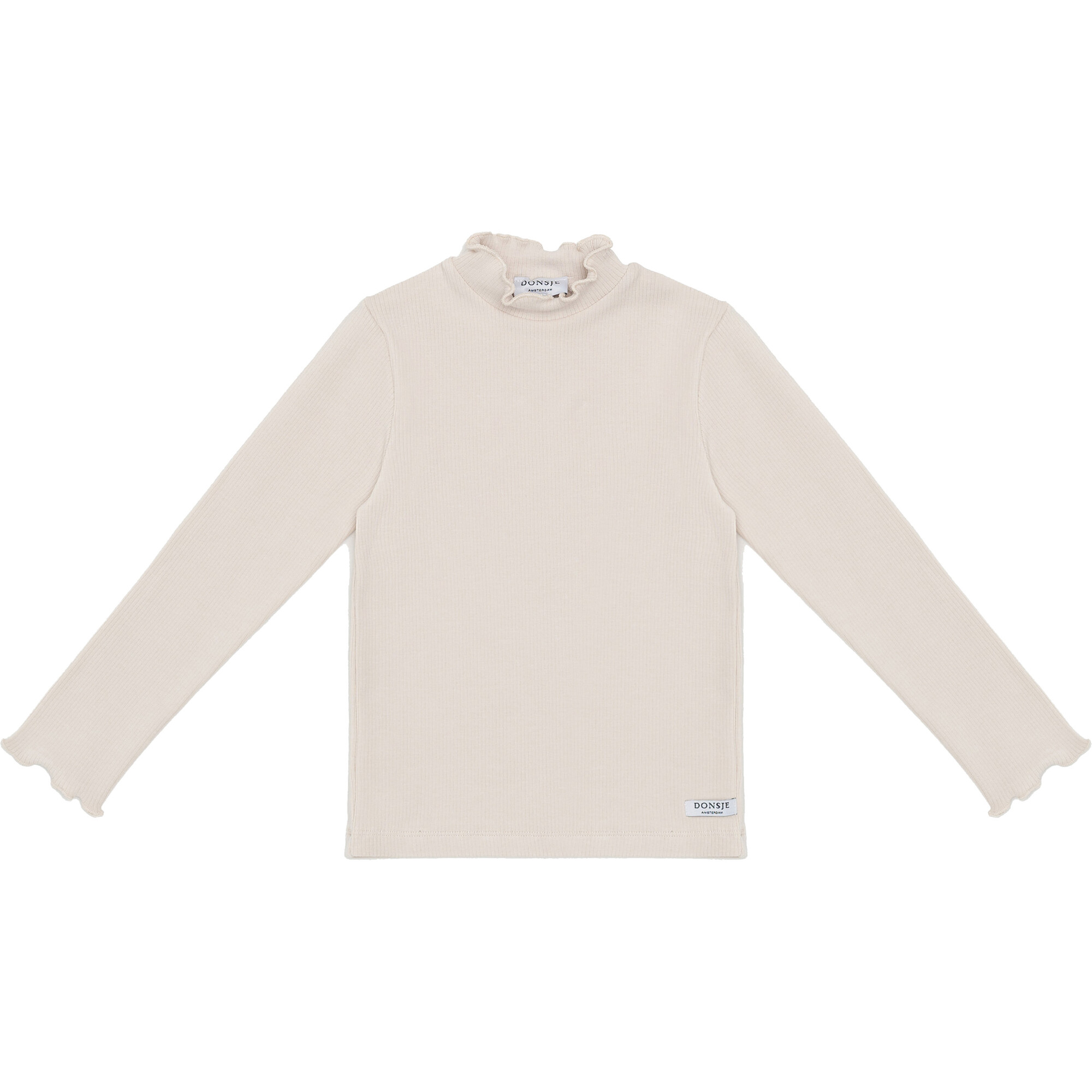 Wonsy Ruffle Neck Raglan Sleeve Shirt, Misty Rose - T-Shirts - 1