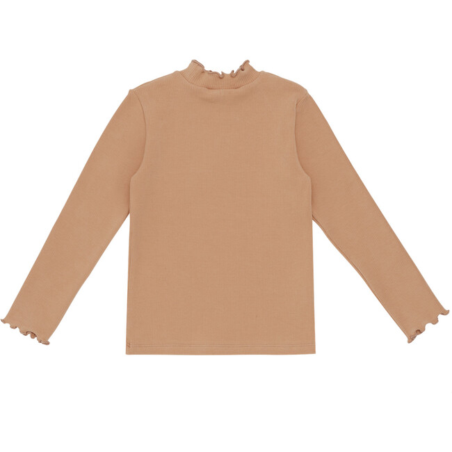 Wonsy Ruffle Neck Raglan Sleeve Shirt, Apricot - T-Shirts - 2