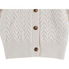 Zinne Wave Knit Blouson Sleeve Cardigan, Warm White - Cardigans - 4