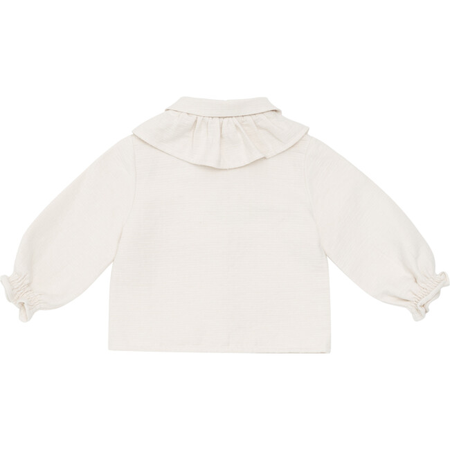 Miene Layered Peter Pan Collar Ruffle Cuff Blouse, Soft Powder - Blouses - 3