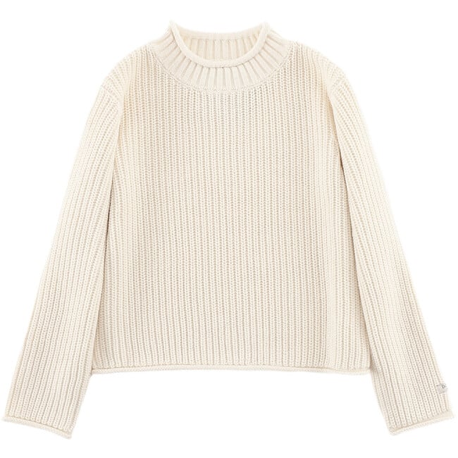 Liella Ribbed Crew Neck Sweater, Warm White