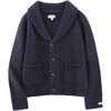 Kicher Merino Wool Relaxed Fit Cardigan, Blue Marine Melange - Cardigans - 1 - thumbnail