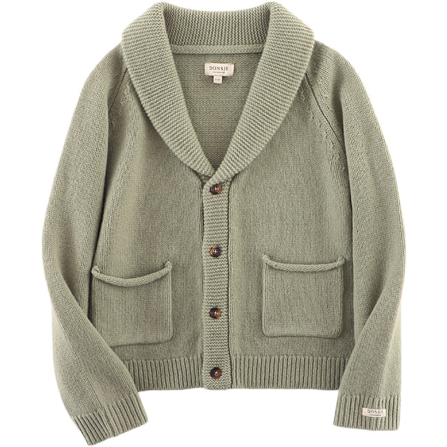 Kicher Merino Wool Relaxed Fit Cardigan, Desert Green - Cardigans - 1