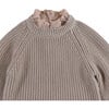 Irene Pleated Neck Ruffle Hem Sweater, Soft Taupe - Sweaters - 3