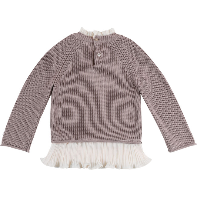 Irene Pleated Neck Ruffle Hem Sweater, Lilac - Sweaters - 3