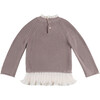 Irene Pleated Neck Ruffle Hem Sweater, Lilac - Sweaters - 3