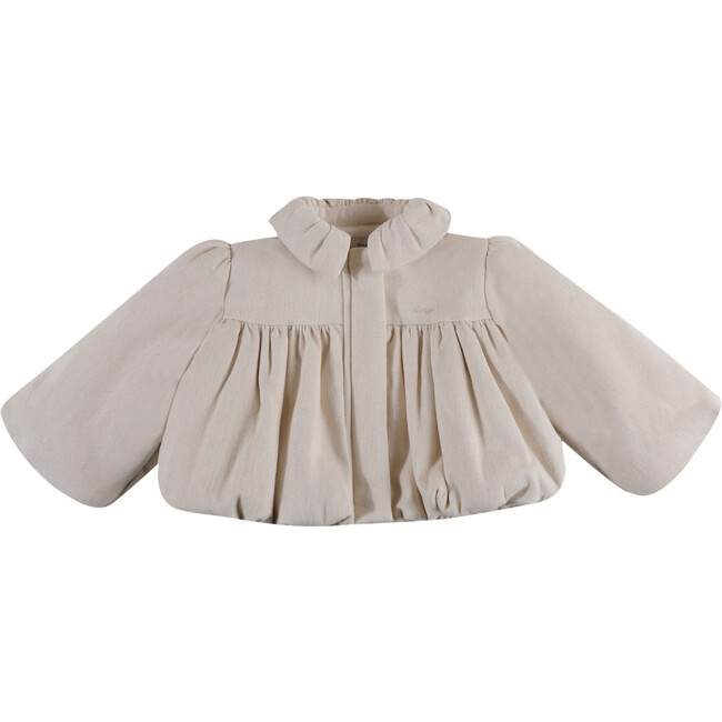 Felize Gathered Chest Long Puff Sleeve Jacket, Warm White