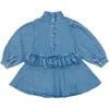 Dieke Denim Lace Trim Peter Pan Collar Dress, Vintage Blue - Dresses - 3