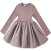 Furre Knit Bodice Gathered Skirt Dress, Lilac - Dresses - 1 - thumbnail