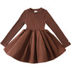 Furre Knit Bodice Gathered Skirt Dress, Mahogany - Dresses - 1 - thumbnail
