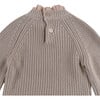 Irene Pleated Neck Ruffle Hem Sweater, Soft Taupe - Sweaters - 6