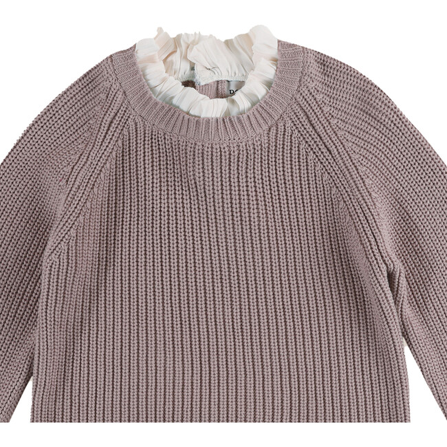 Irene Pleated Neck Ruffle Hem Sweater, Lilac - Sweaters - 5