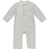 Bobian Long Sleeve Buttoned Jumpsuit, White Sand Melange - Jumpsuits - 1 - thumbnail