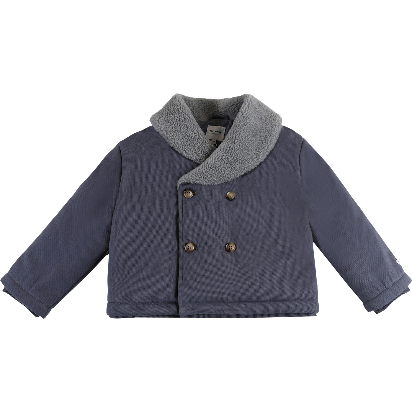 Crulli Sherpa Collar Double Breasted Jacket, Dark Spruce - Jackets - 1